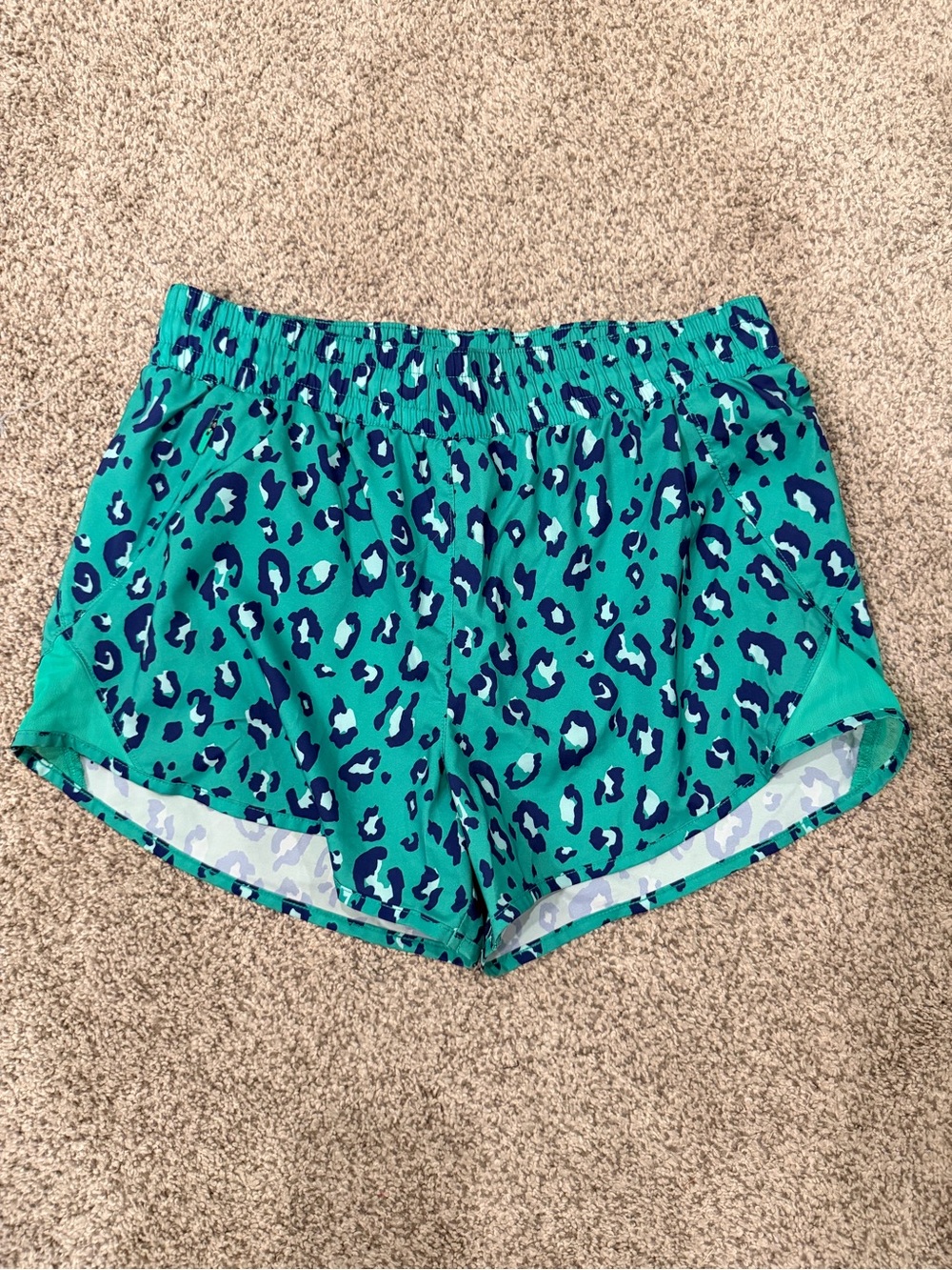 all in motion Green and Navy Leopard Print Active Shorts